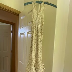 Onanya organic white and gold shipibo dress xs-small